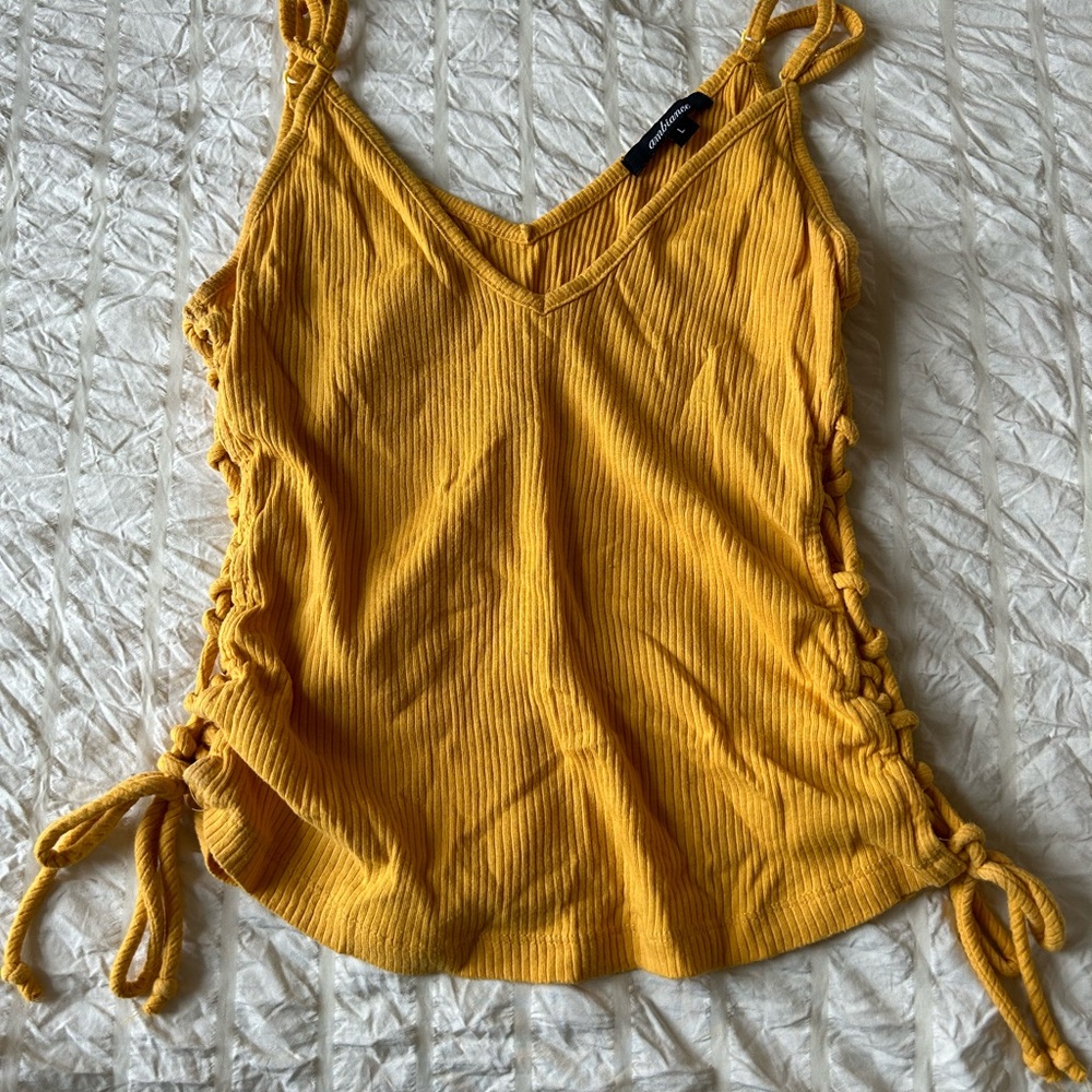 Yellow Ribbed Tank Top